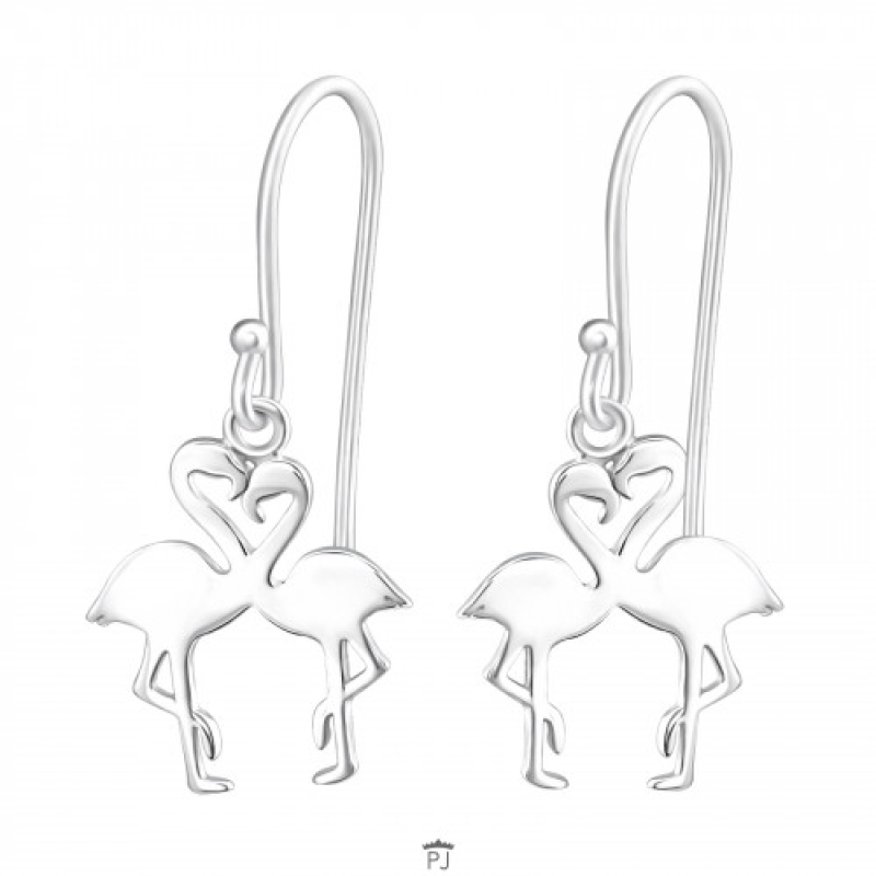 Oorhangers zilver: flamingo minnaar